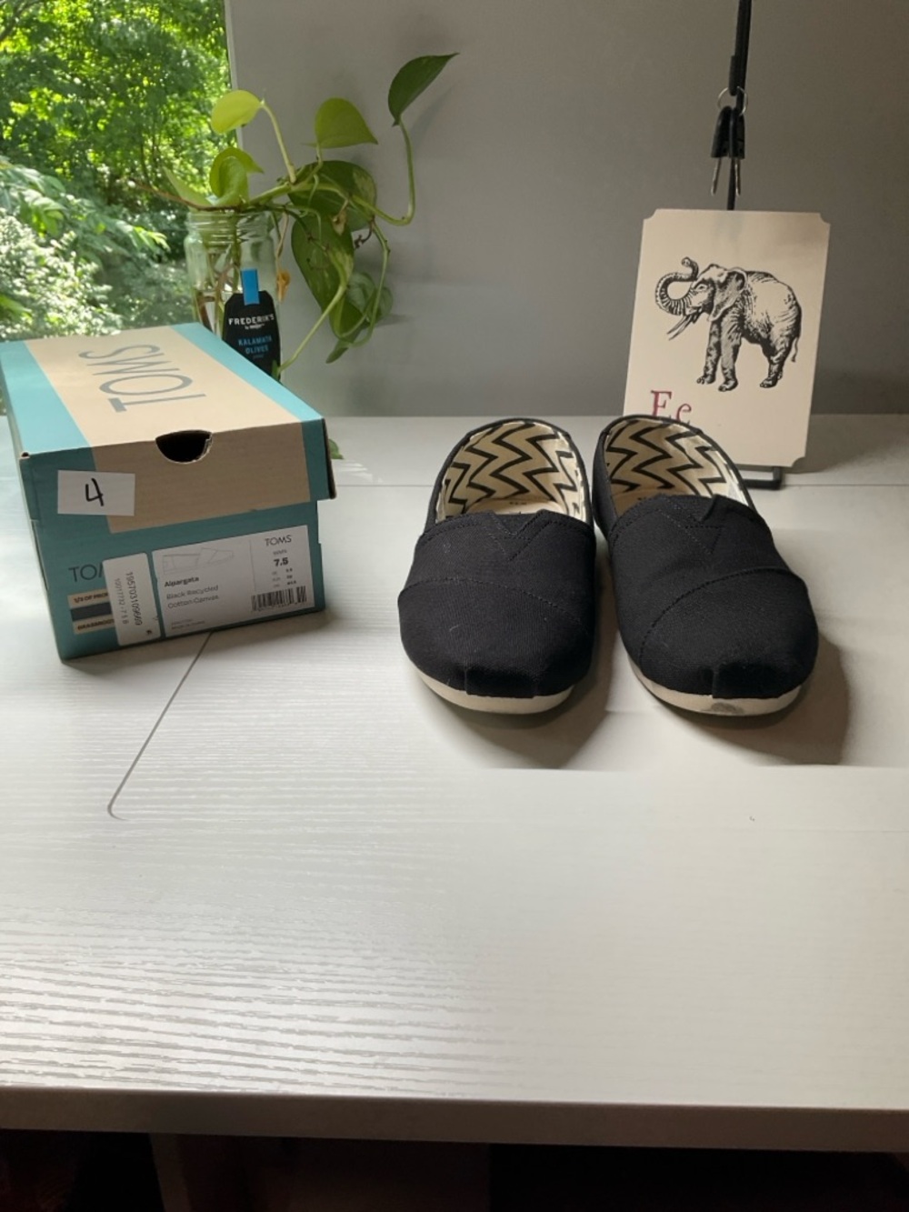Toms Black Slip-On Canvas Shoes 7.5